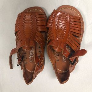 Toddler huarache brown leather sandals